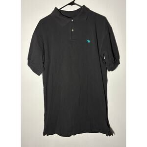 Vintage Camel Cigarettes Camel Cash Black Polo w/ Teal Camel Sz XL